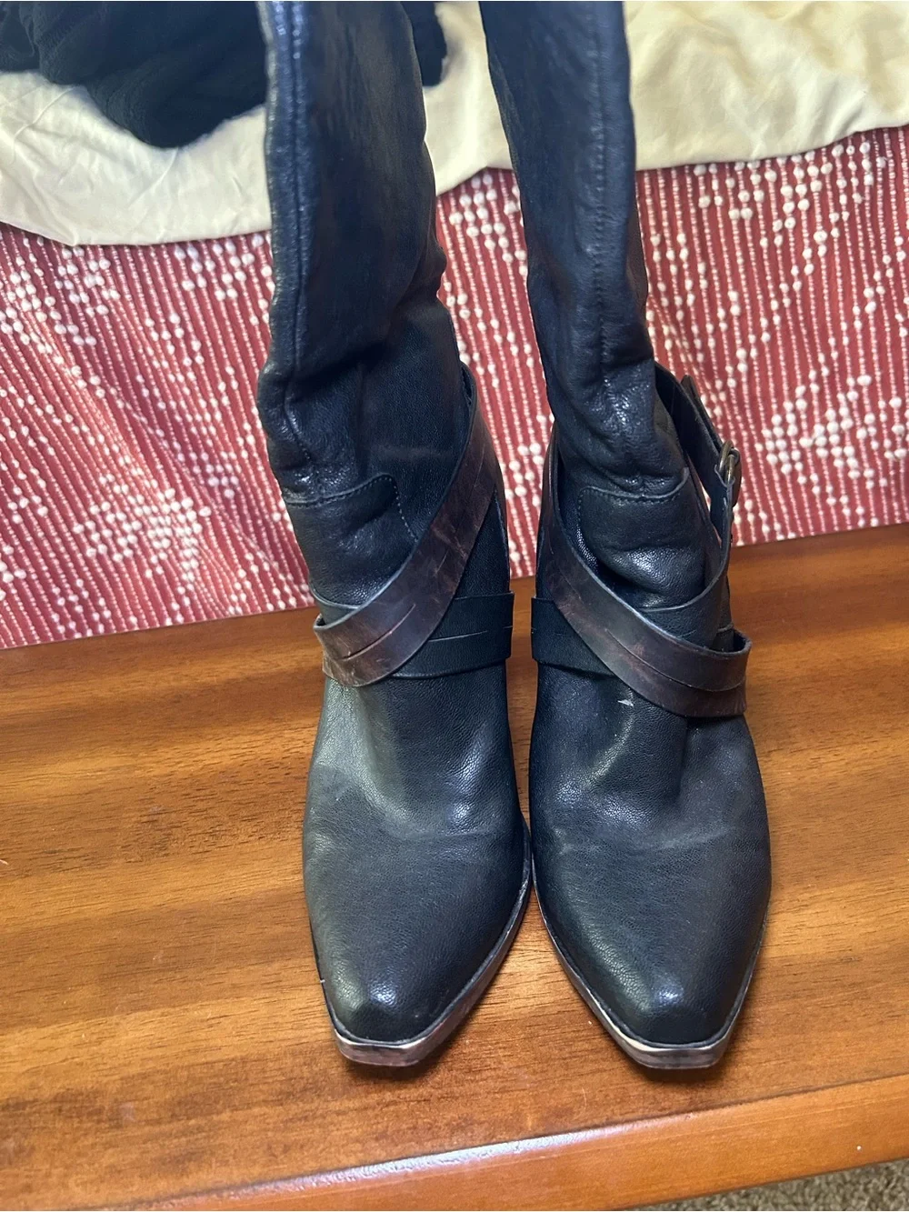Rockies Steve Madden Black Over-the-Knee Buckle Boots Womens Size 8.5 US
